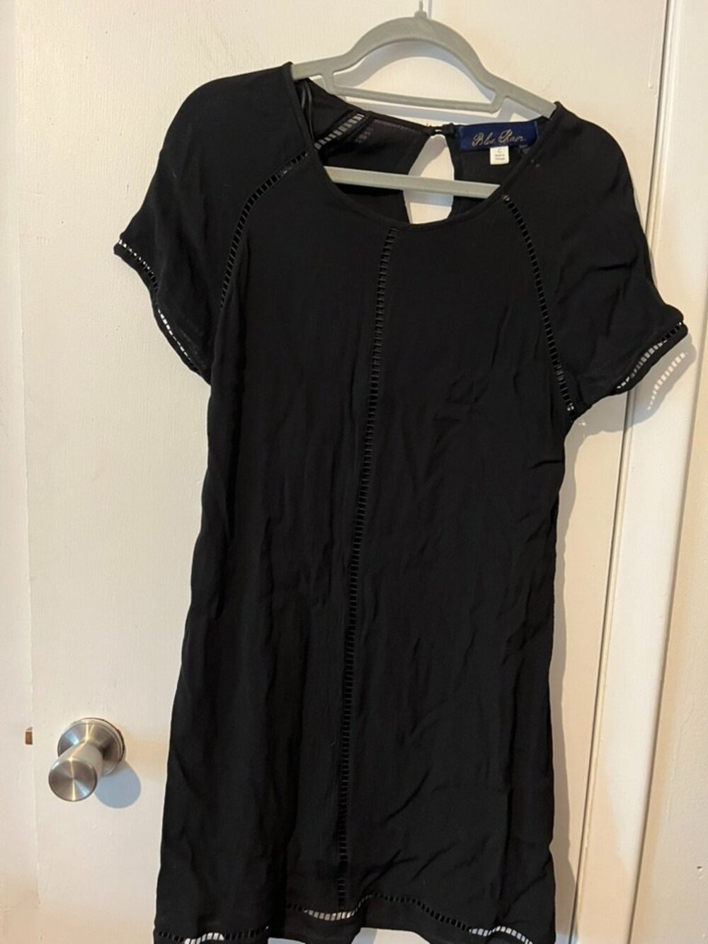 BLUE RAIN BLACK CAP SLEEVES DRESS SZ L